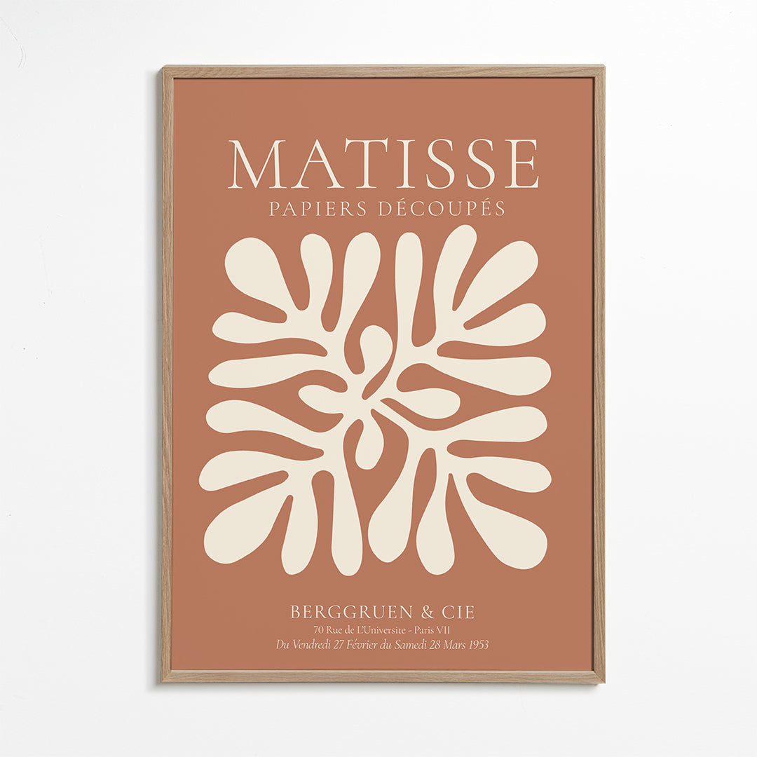 Botanische print Matisse: organische uitknipsels op terracotta
