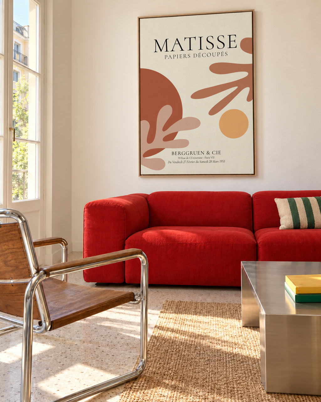Henri Matisse papiers découpés VII - Framed canvas in an interior
