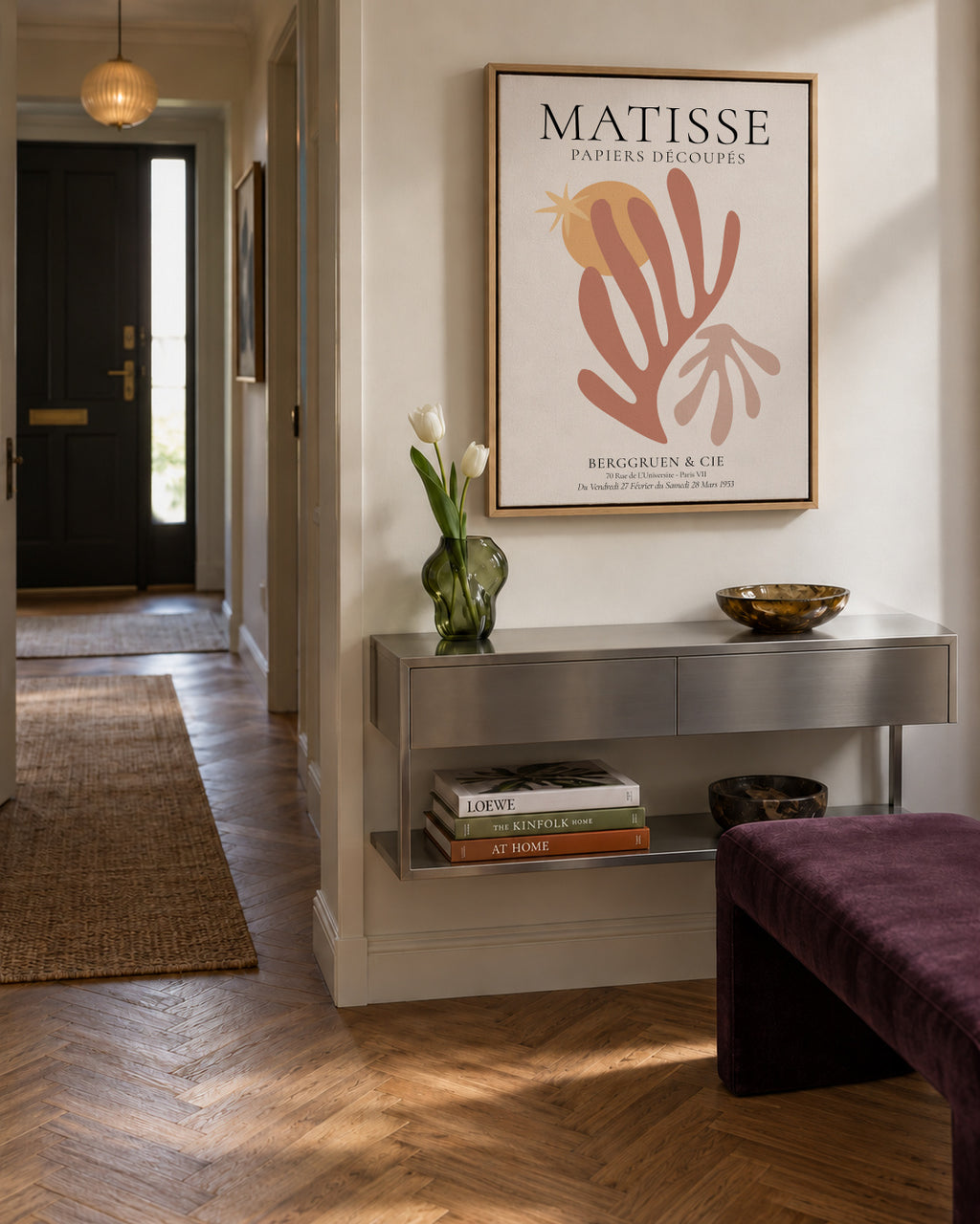 Henri Matisse papiers découpés IX - Framed canvas in an interior