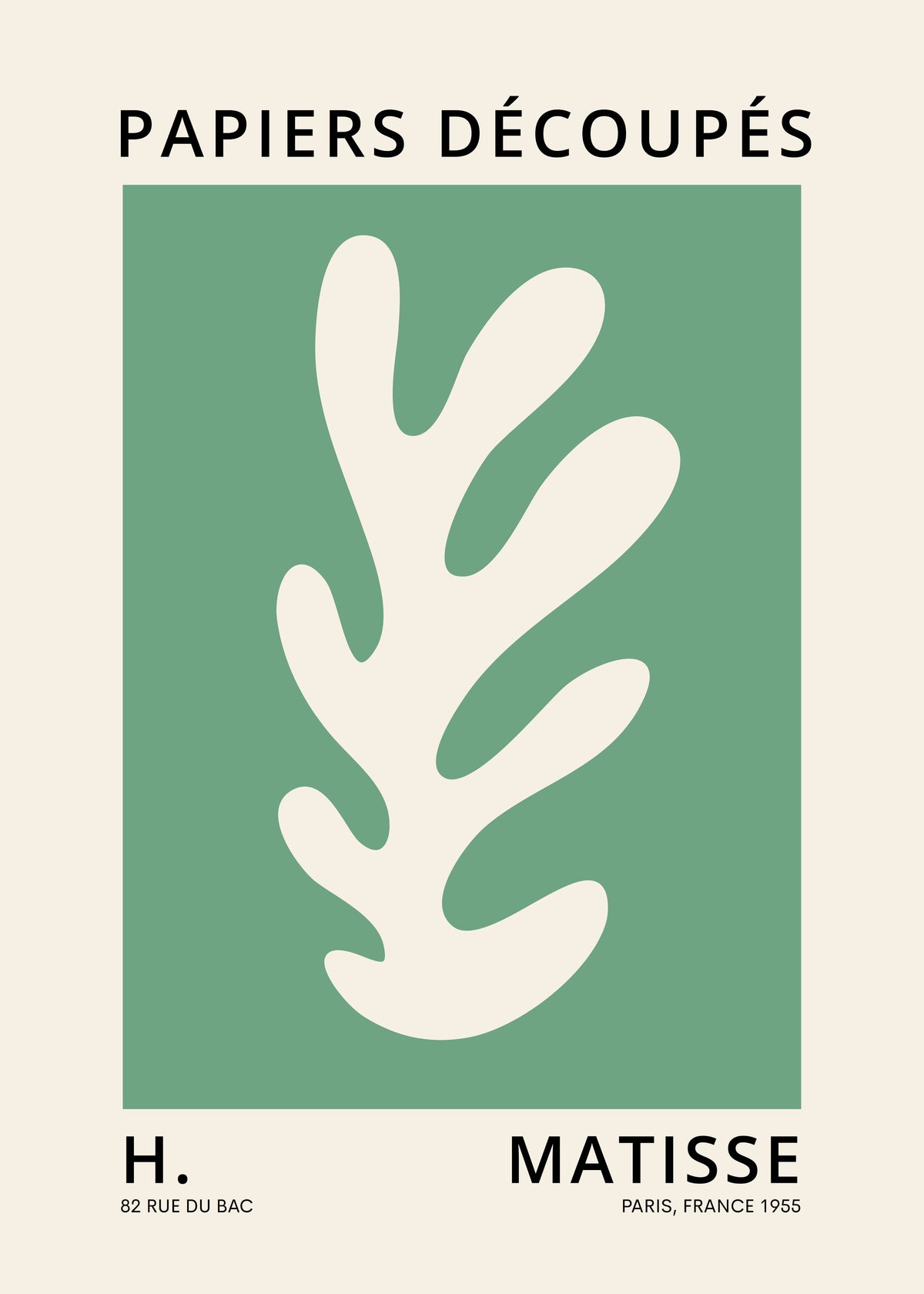 Henri Matisse GREEN papiers découpés I - Unframed art print