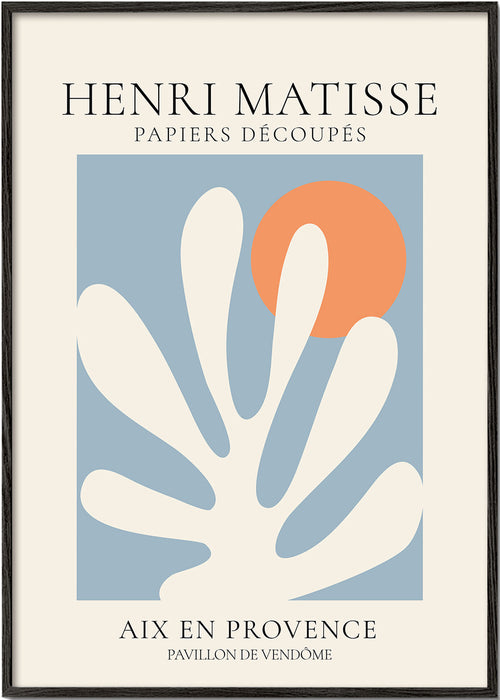 Botanische print Matisse blauw en oranje