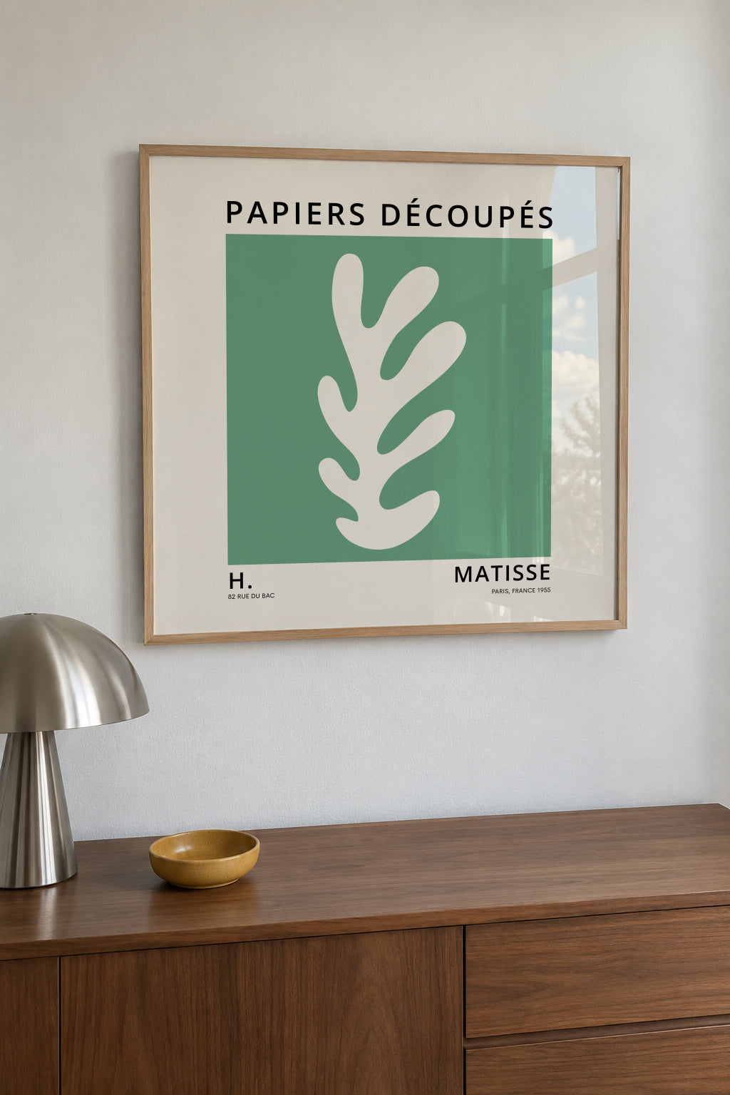 Henri Matisse GREEN papiers découpés II - Framed poster in an interior