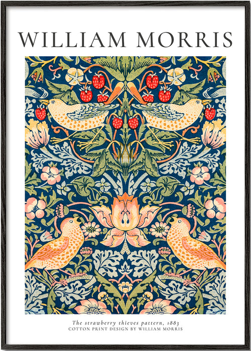 Botanische print William Morris vogels en aardbeien