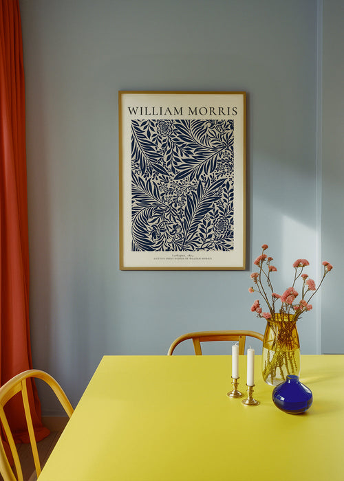 Botanische print William Morris Larkspur blauw