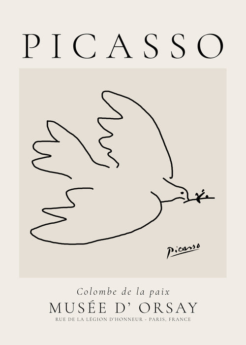 Pablo Picasso Animals Drawings Dove La colombe de paix - Obra sin marco