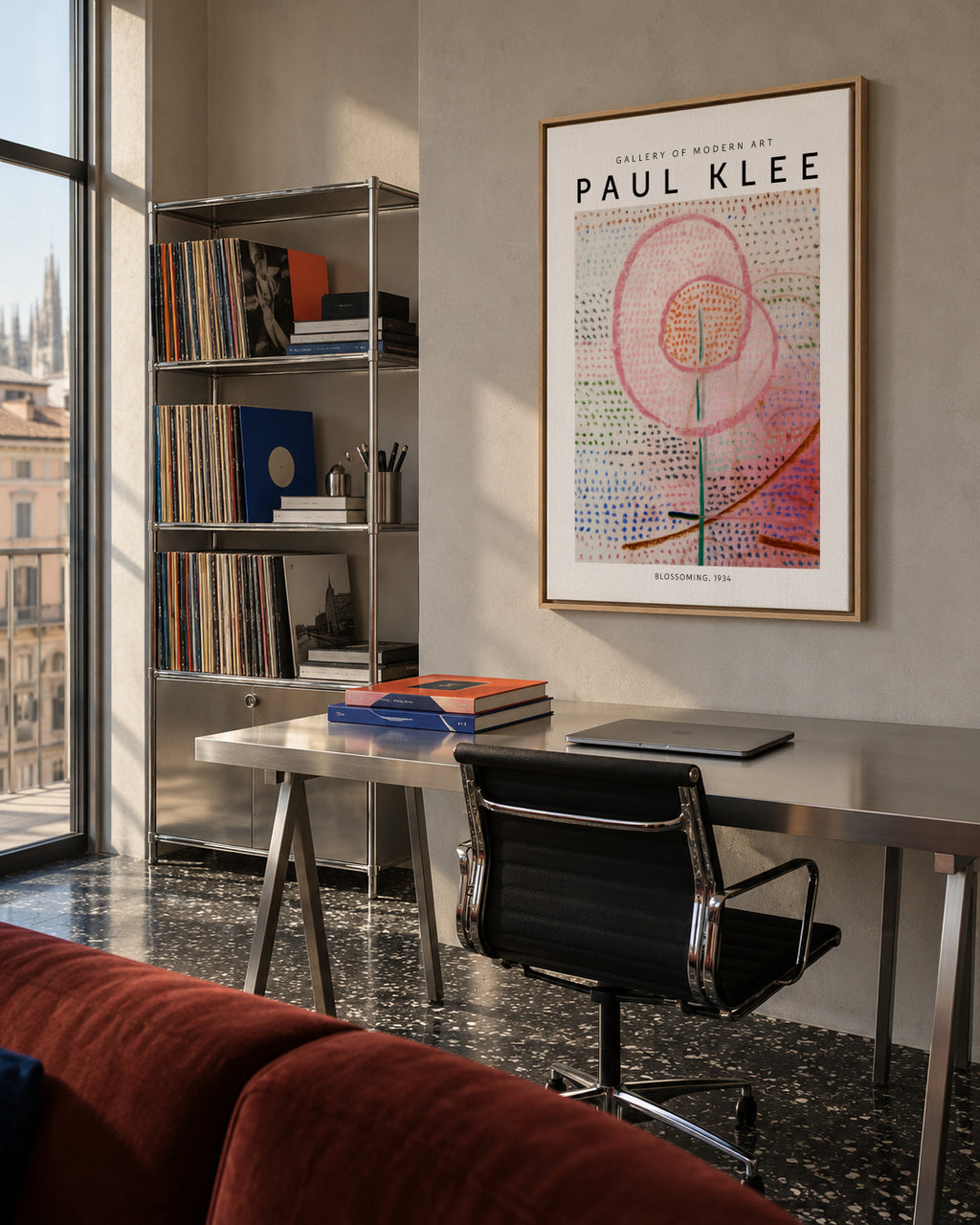 Paul Klee, Blossoming, 1934 - Framed canvas in an interior