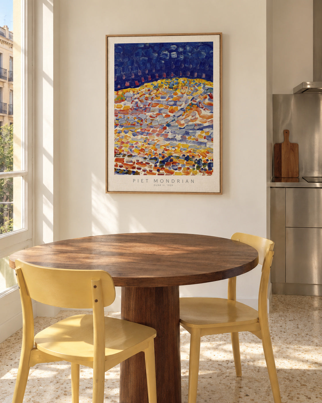 Piet Mondrian Dune II - Framed canvas in an interior