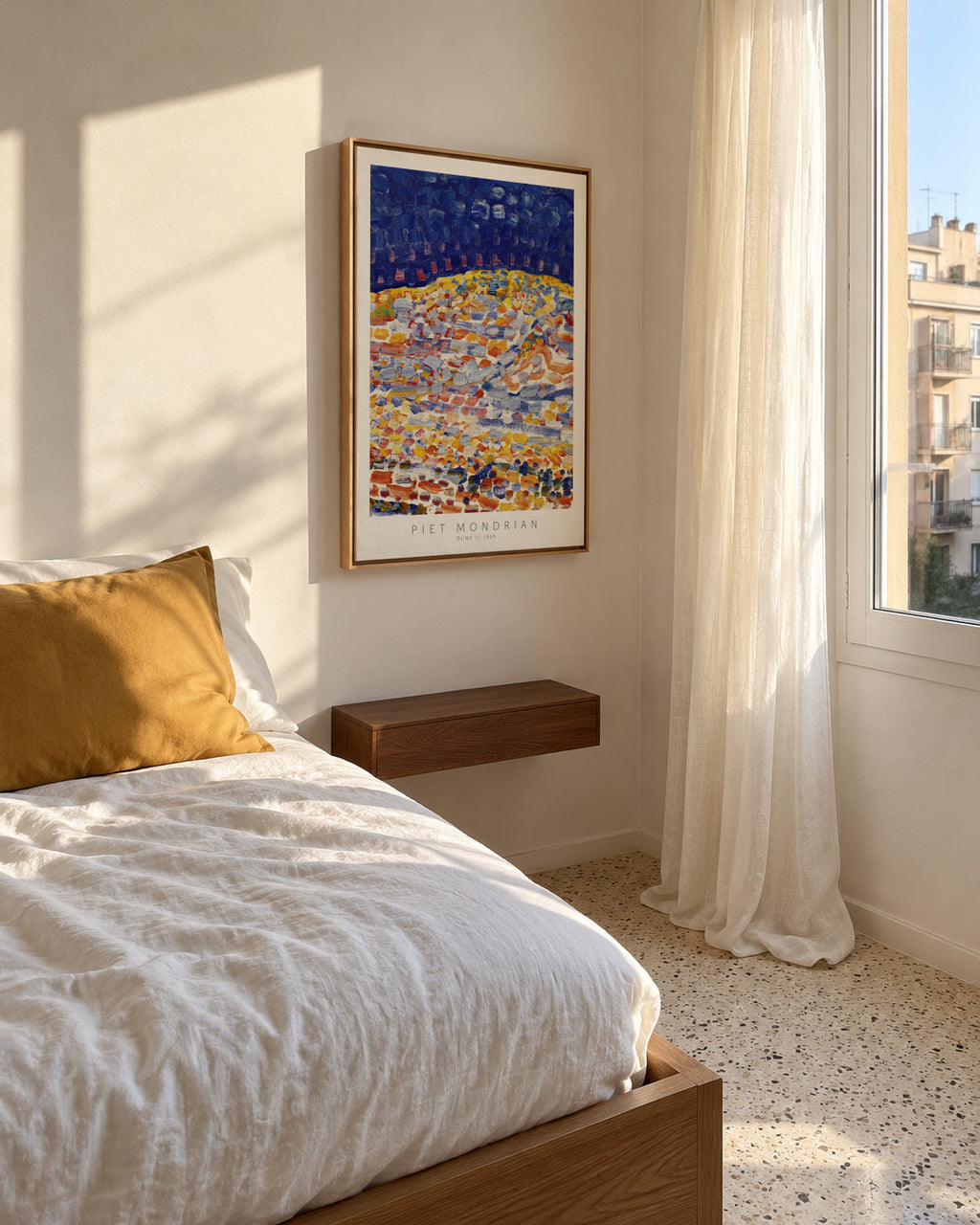 Piet Mondrian Dune II - Framed canvas in an interior
