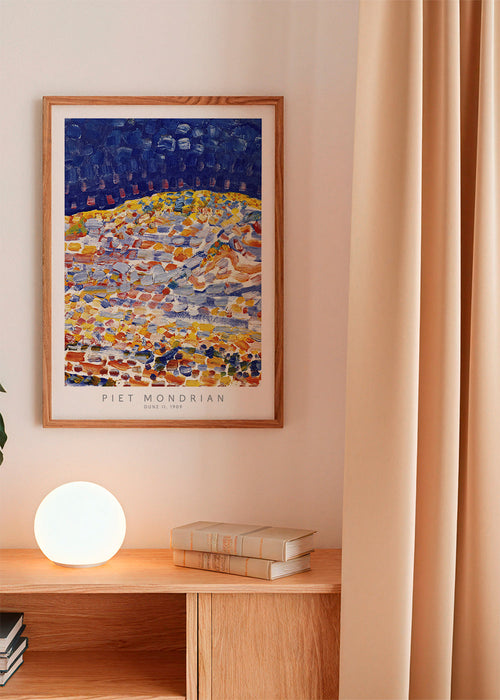 Abstracte poster Mondrian Dune II kleurrijke streken