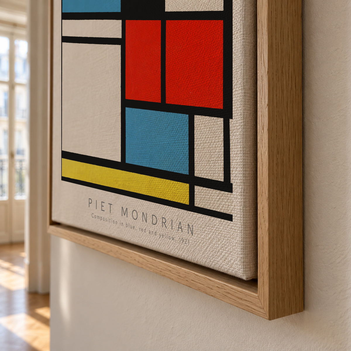 Piet Mondrian Dune Composition in blue, red and yellow, 1921 - Framed canvas detail