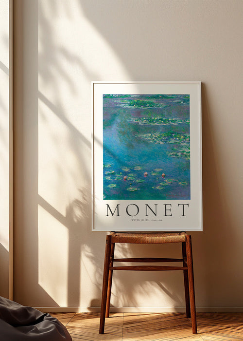 Botanische print: Waterlelies blauw-groen