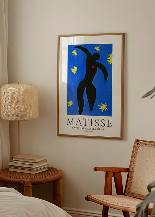 Matisse Icarus illustratie op blauwe achtergrond