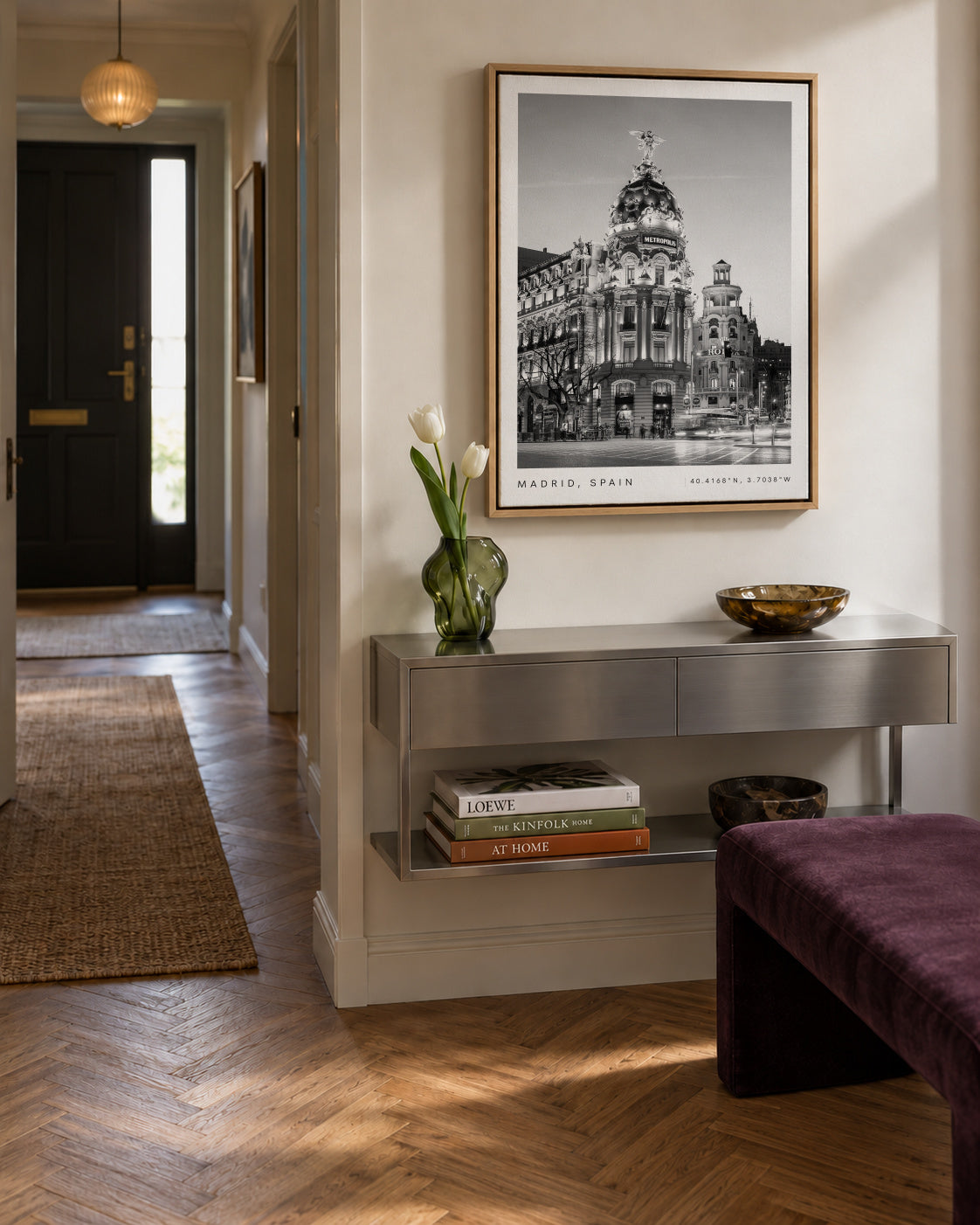 Madrid Spain coordinates poster - Framed canvas in an interior