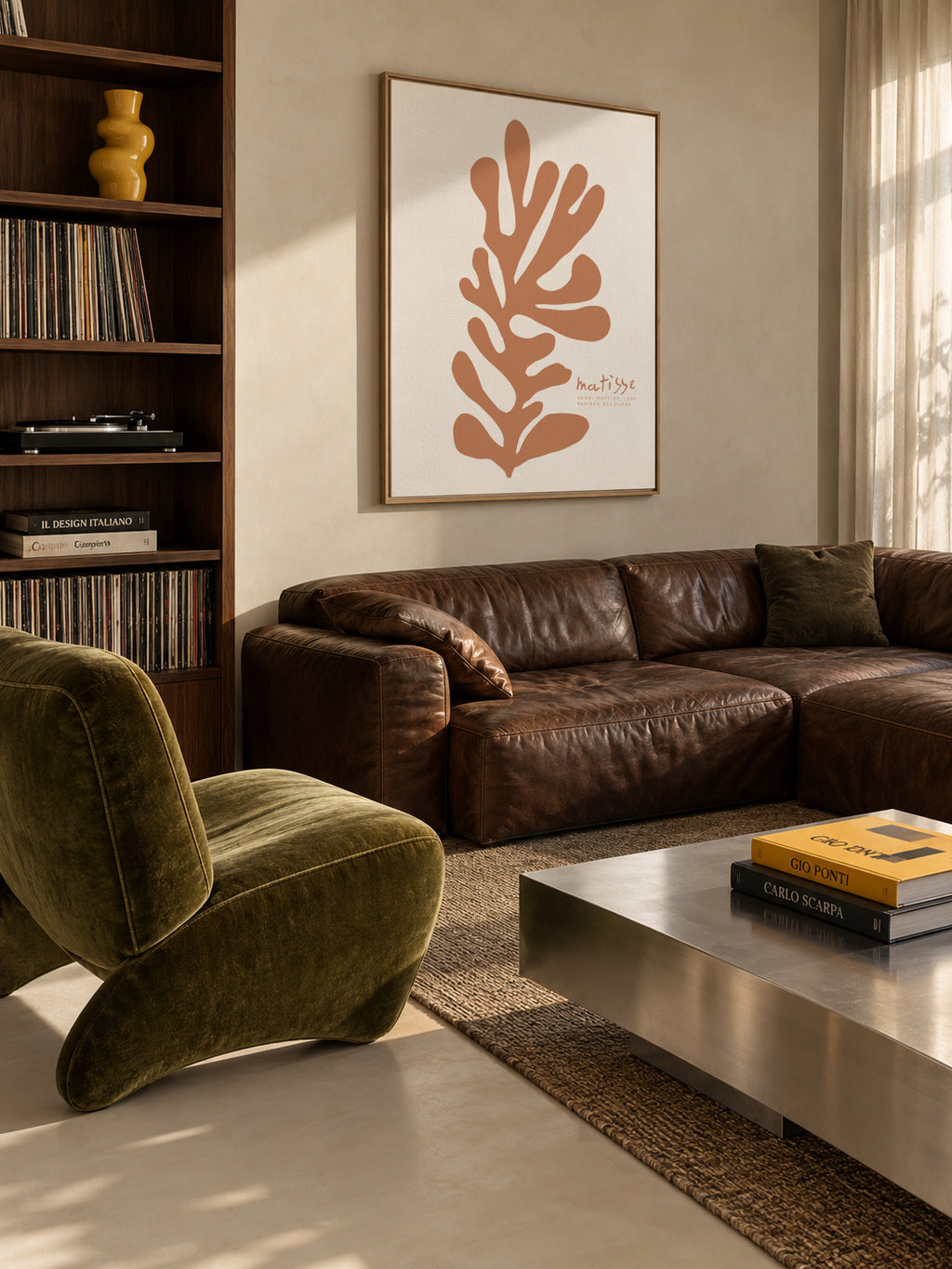 HENRI MATTISE LEAF PAPIERS DÉCOUPÉS - Framed canvas in an interior