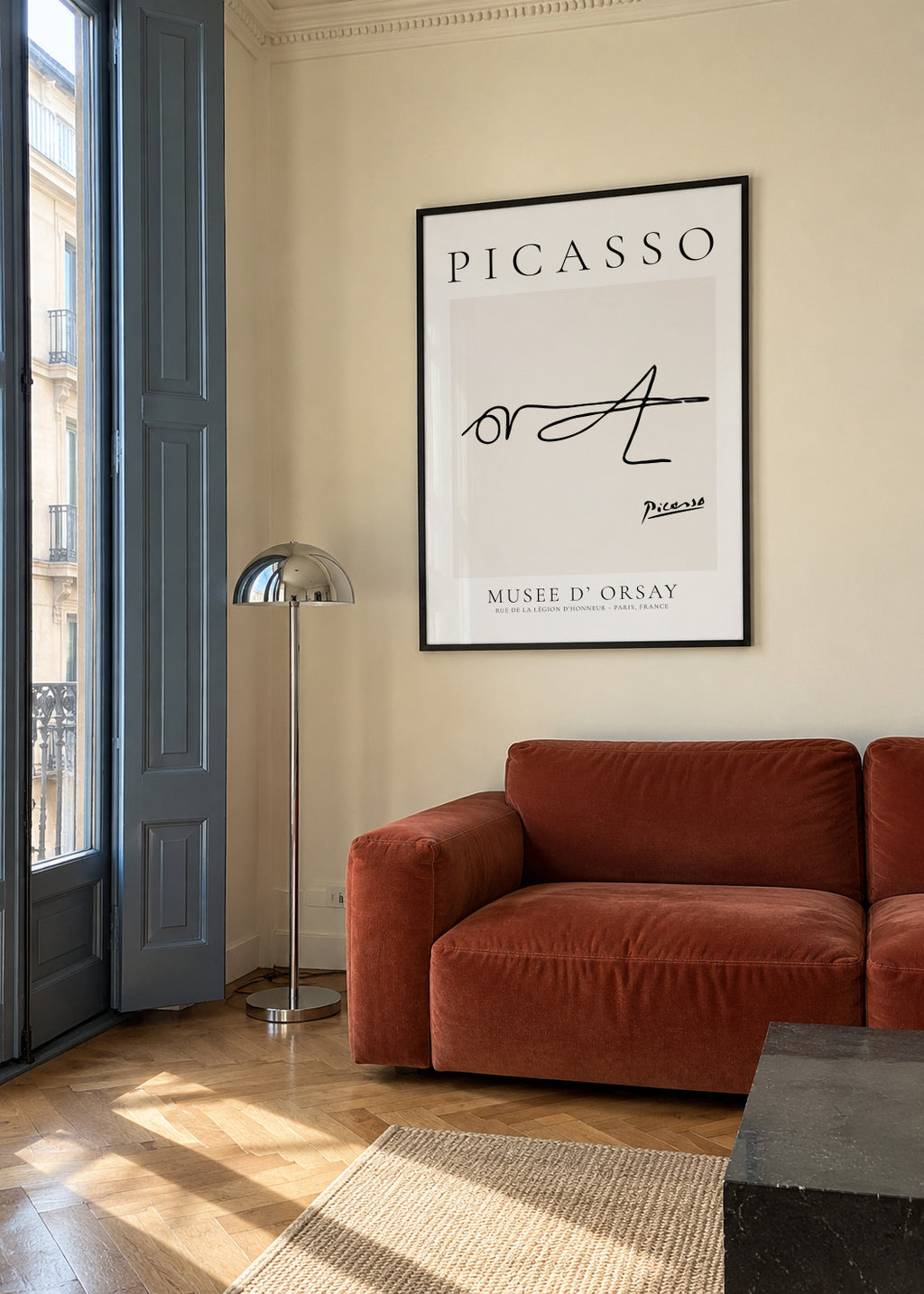 Pablo Picasso Animals Drawings Grasshopper - Framed poster in an interior