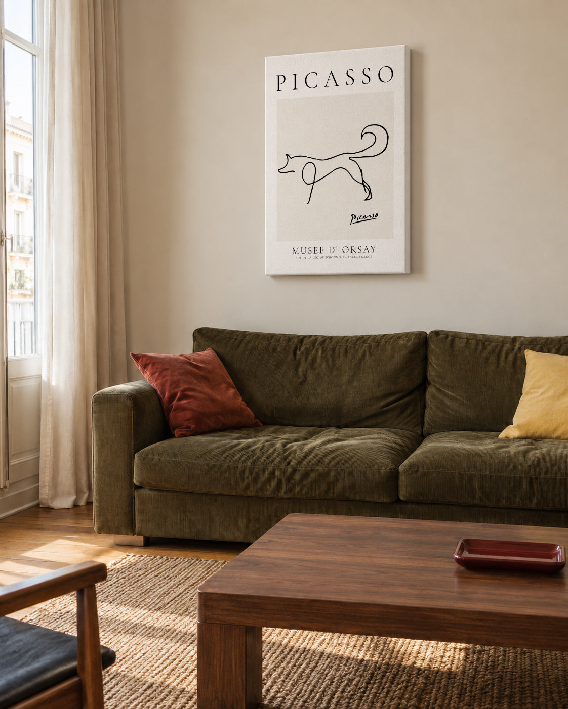 Pablo Picasso Animals Drawing Fox - Unframed canvas in an interior