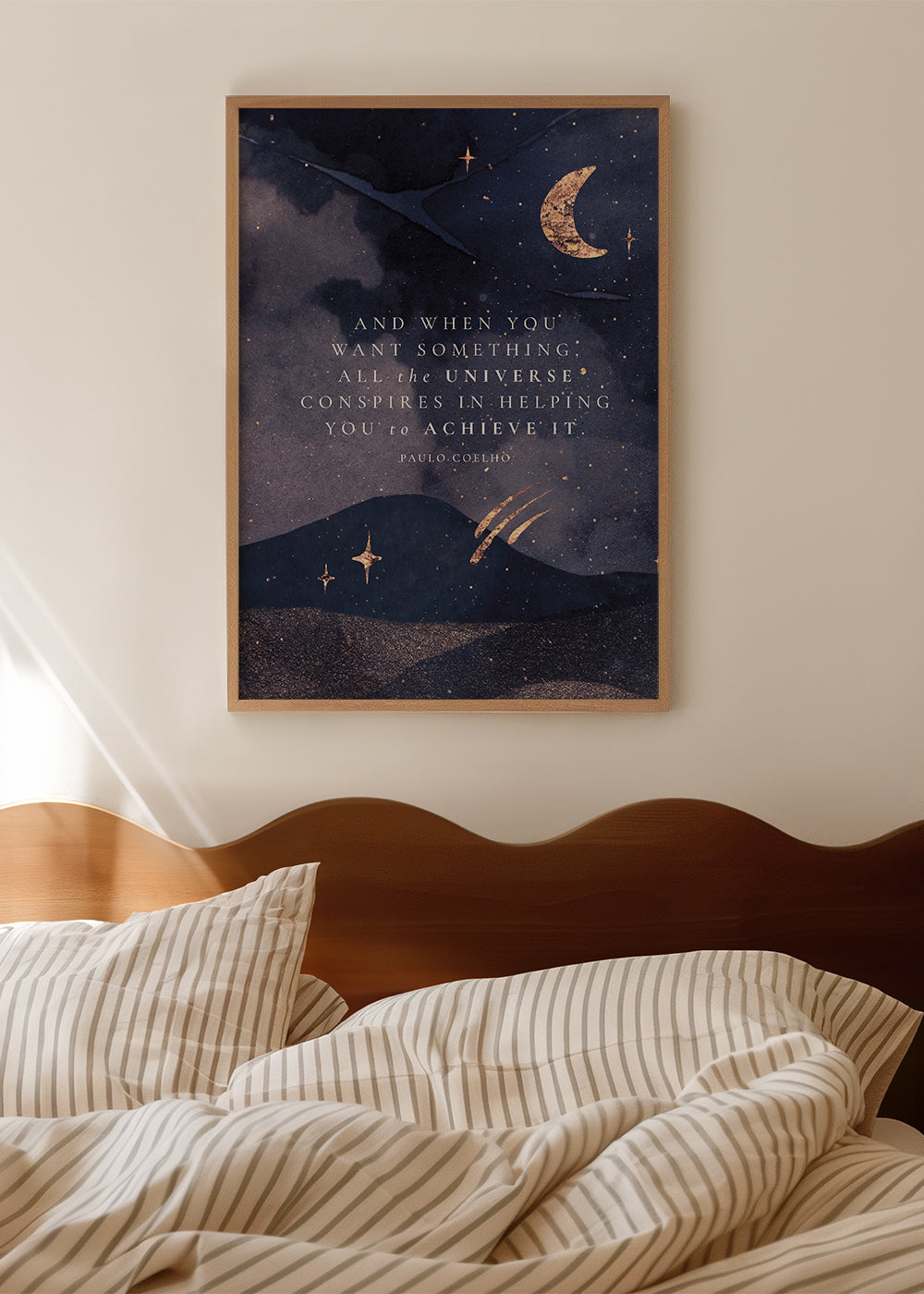 Illustratie van maanverlicht universum met citaat