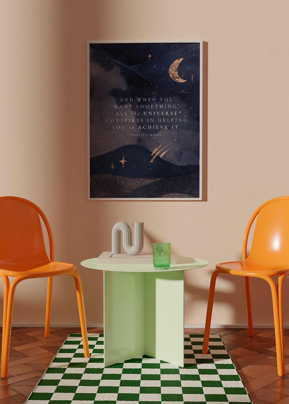 Illustratie van maanverlicht universum met citaat