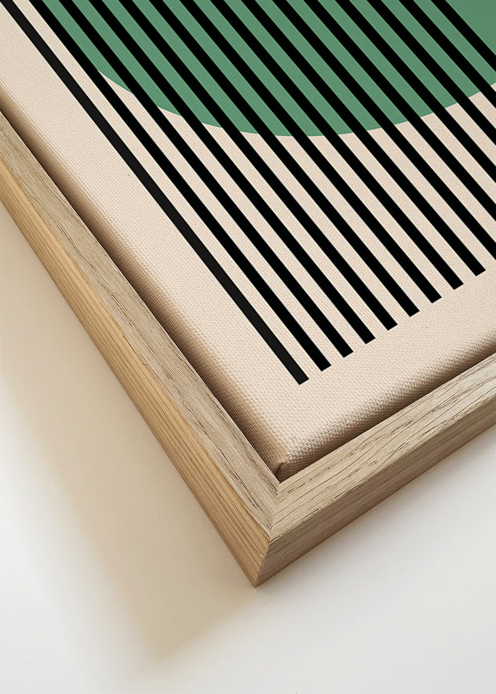 Geometrische poster groene cirkel met verticale strepen