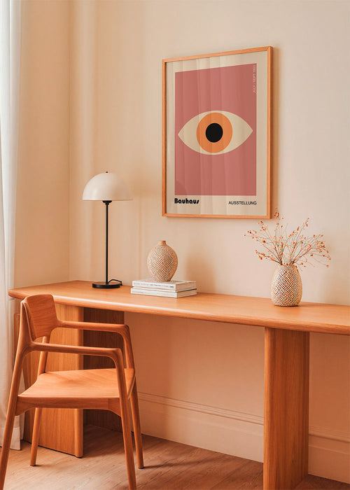 Geometrische poster Bauhaus oog roze
