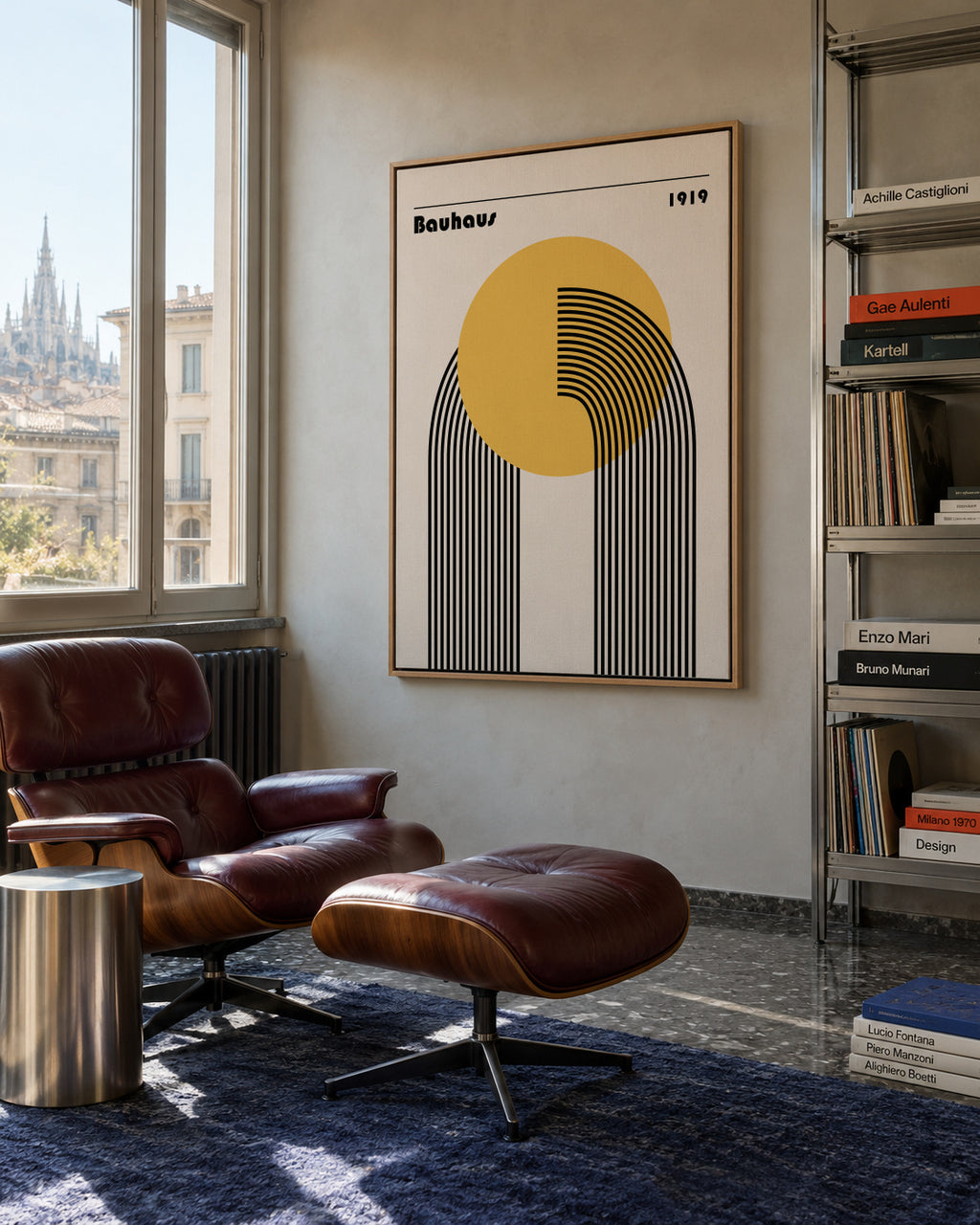 Bauhaus Venus yellow circle - Framed canvas in an interior