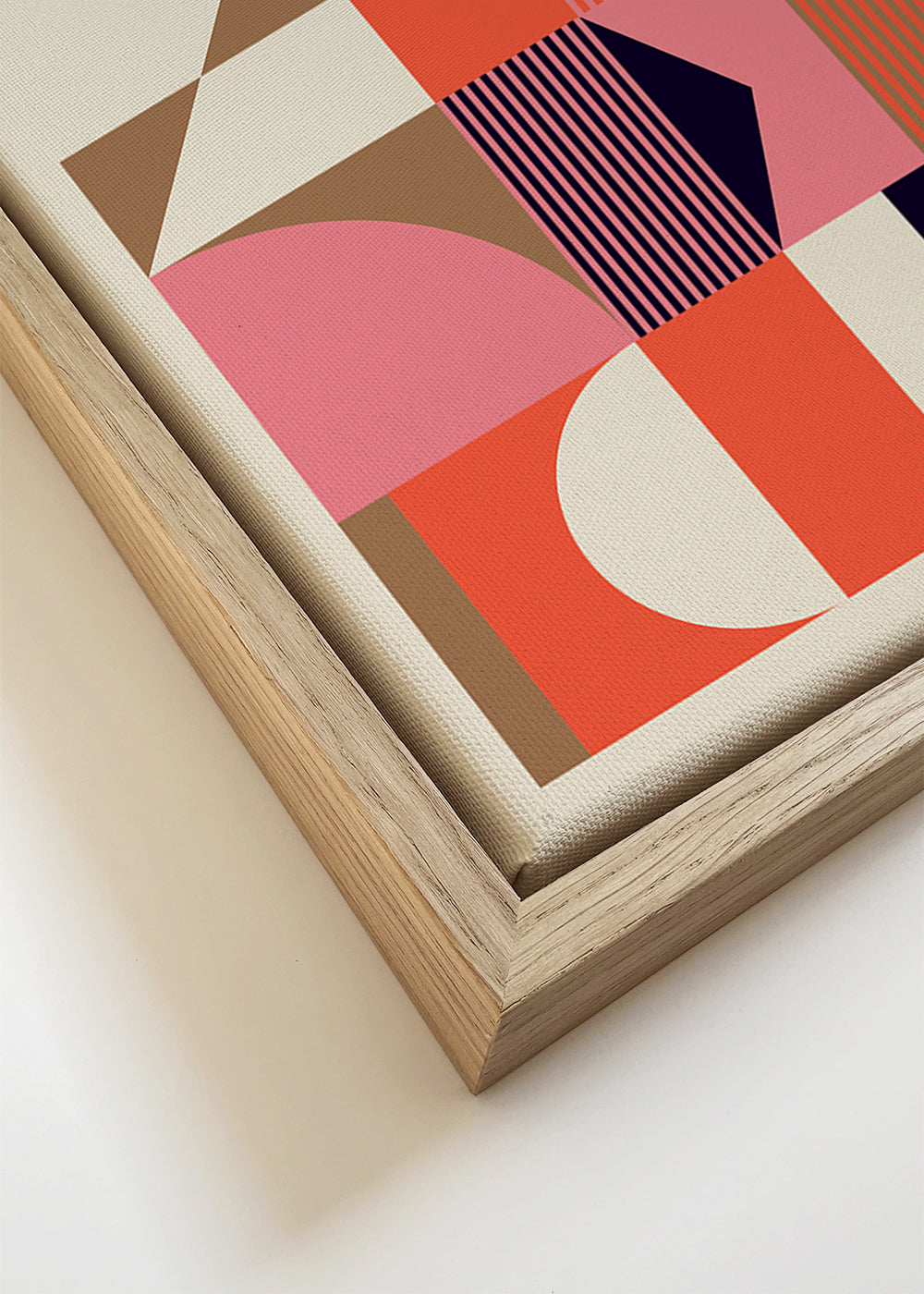 Geometrisch Bauhaus-poster koraal en roze