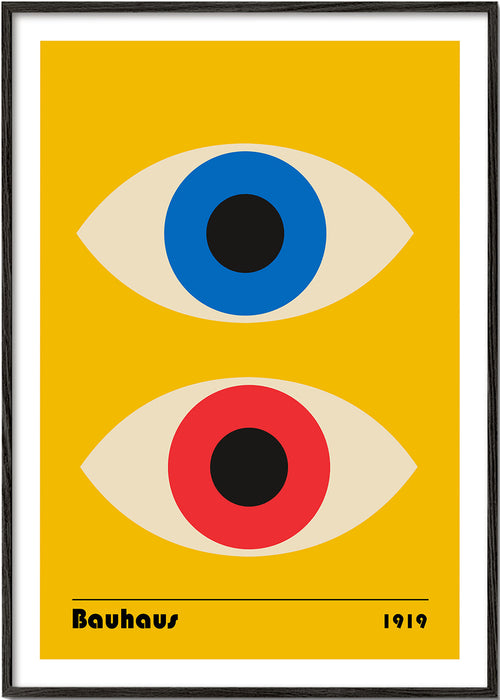 Geometrische poster Bauhaus met rode en blauwe ogen