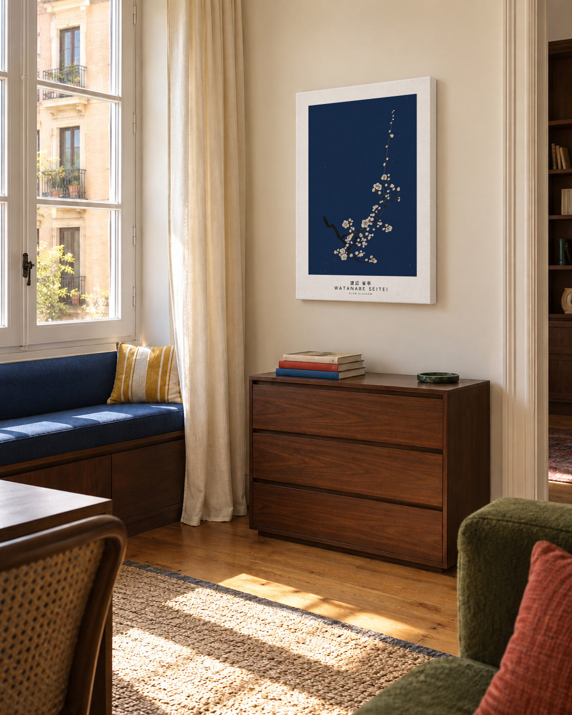 Watanabe Seitei Plum Blossom - Unframed canvas in an interior