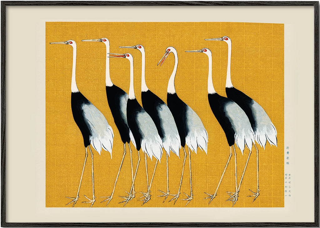 Kunstwerk Japanse kraanvogels vintage