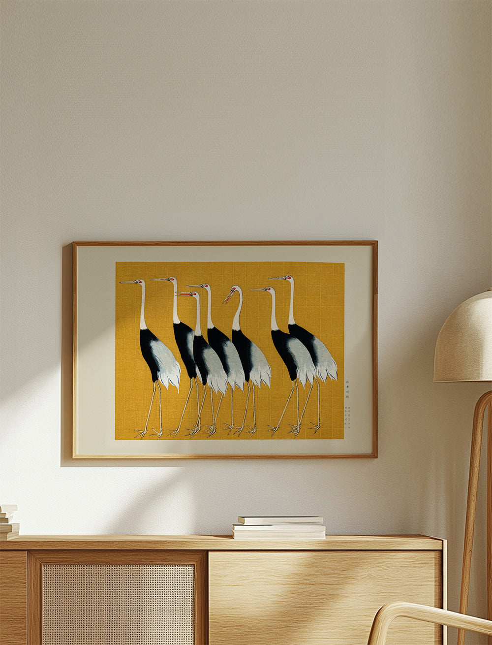Kunstwerk Japanse kraanvogels vintage