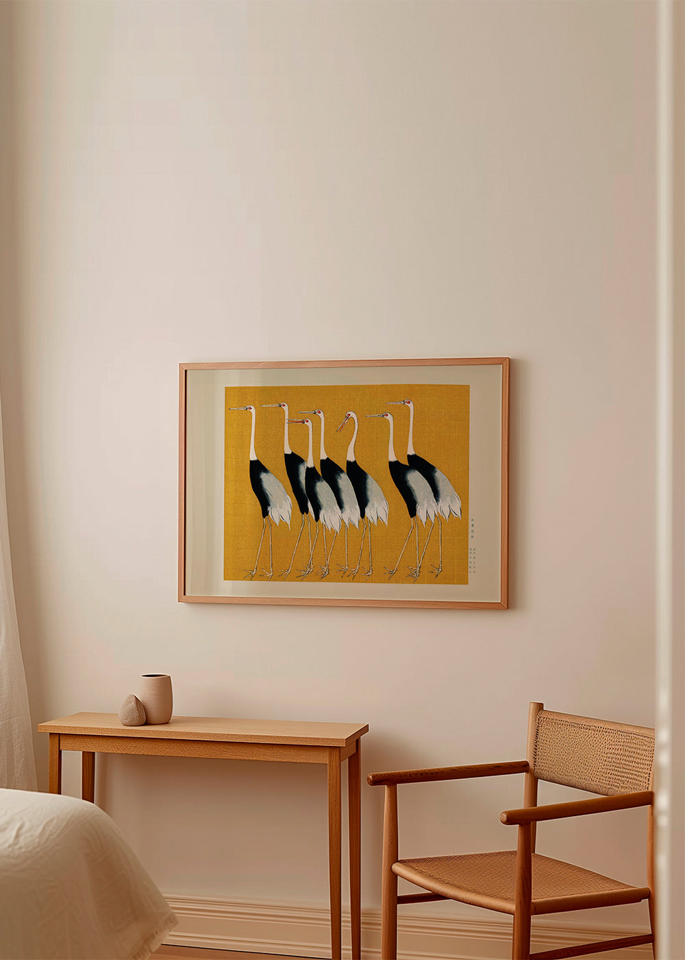 Kunstwerk Japanse kraanvogels vintage