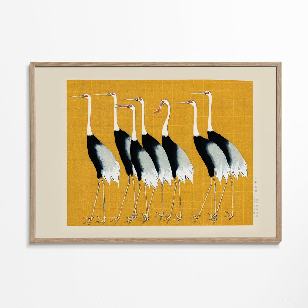 Kunstwerk Japanse kraanvogels vintage