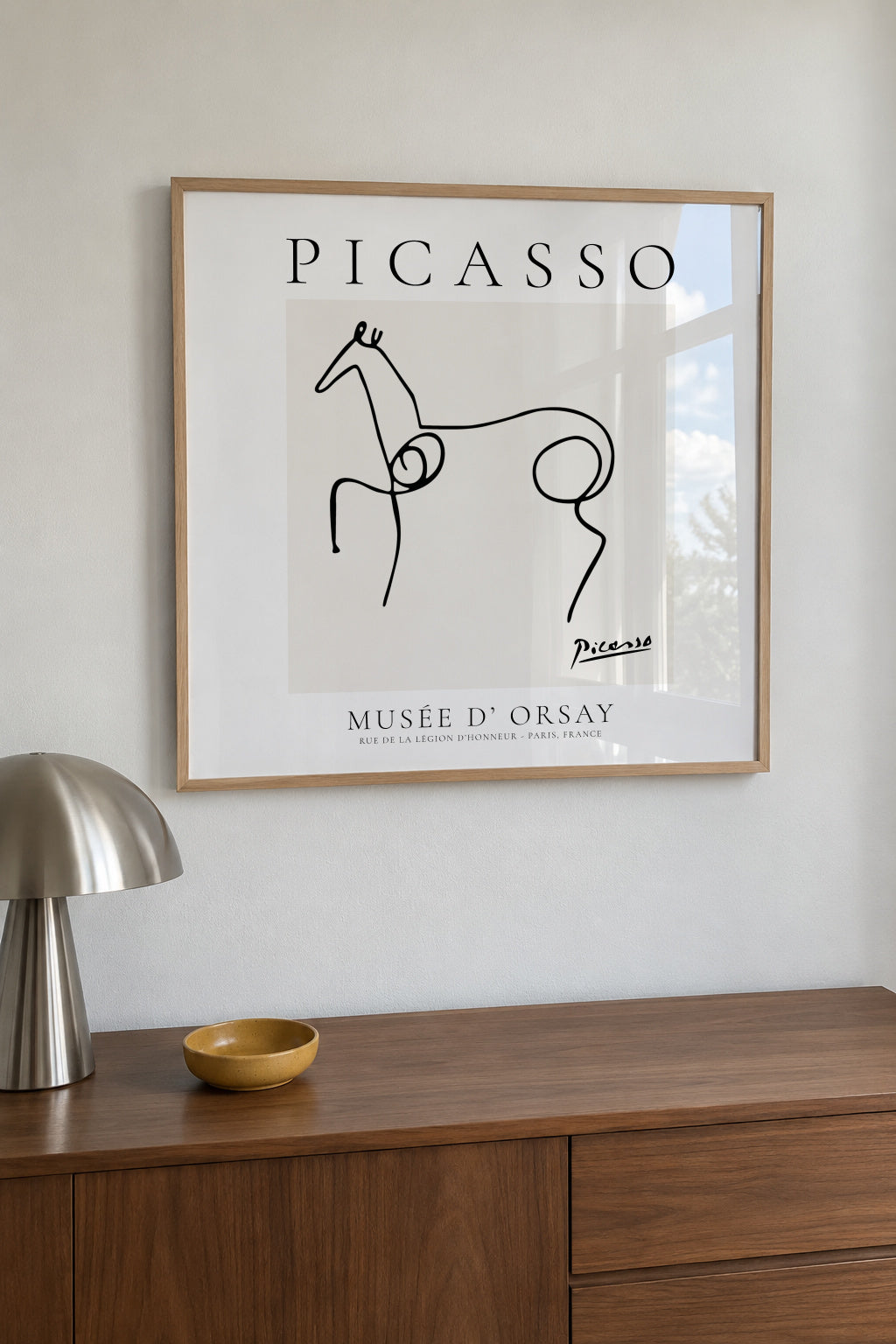 Pablo Picasso Animals Drawing Horse II - Framed poster in an interior