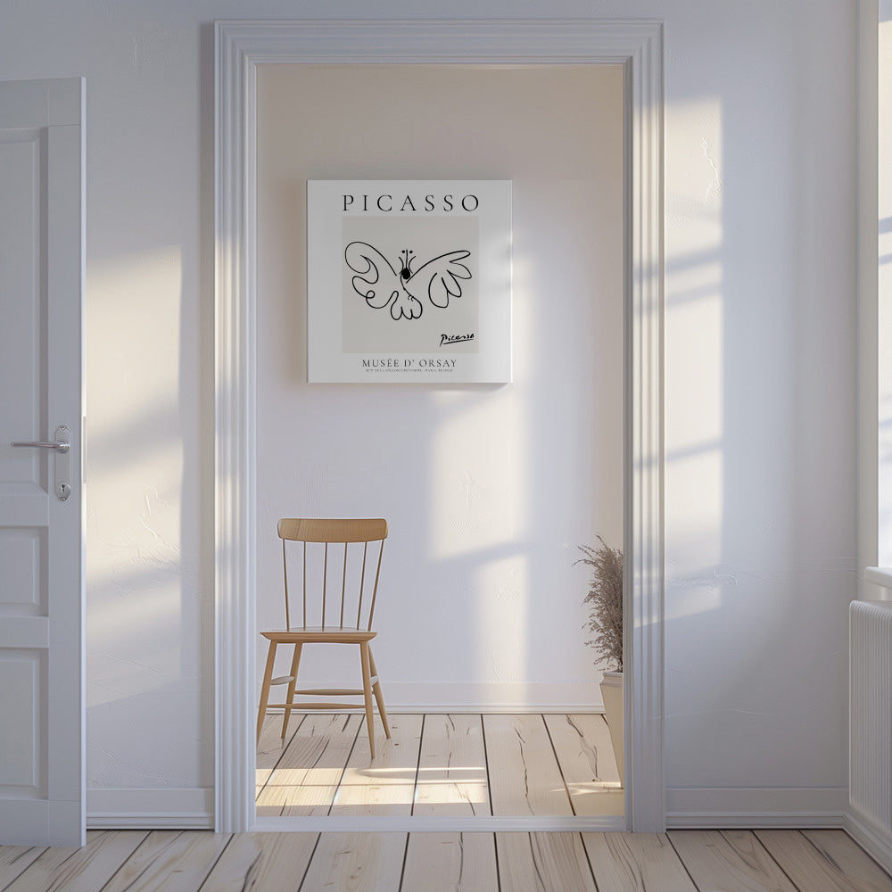 Pablo Picasso Animals Drawing butterfly II - Unframed canvas in an interior