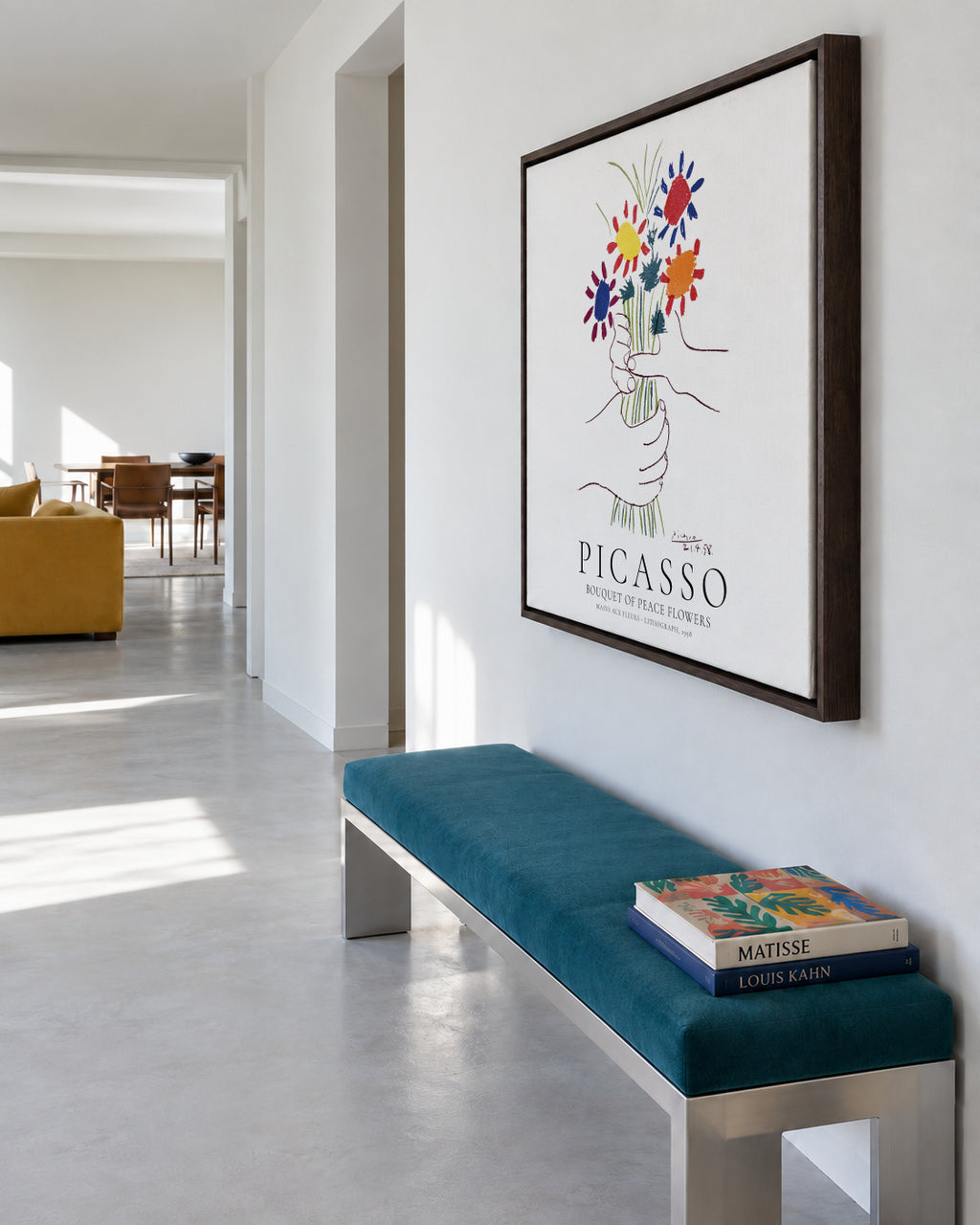 Pablo Picasso Bouquet Of Peace II - Framed canvas in an interior