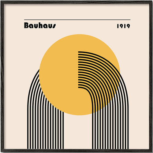 Geometrische poster Bauhaus gele zon en bogen