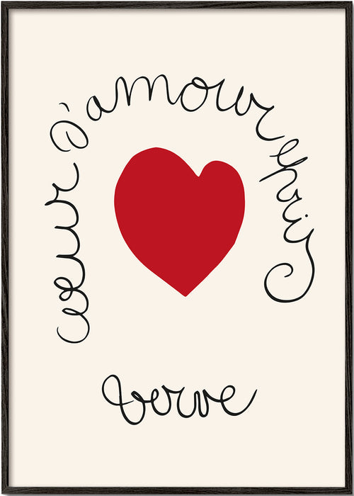 Rode hart illustratie met gebogen lettering