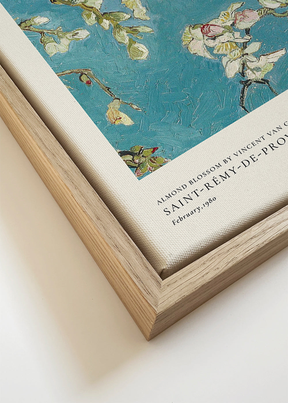 Botanische print amandeltakken op blauwe achtergrond
