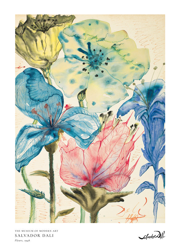 Botanische print Dali bloemen in aquarel