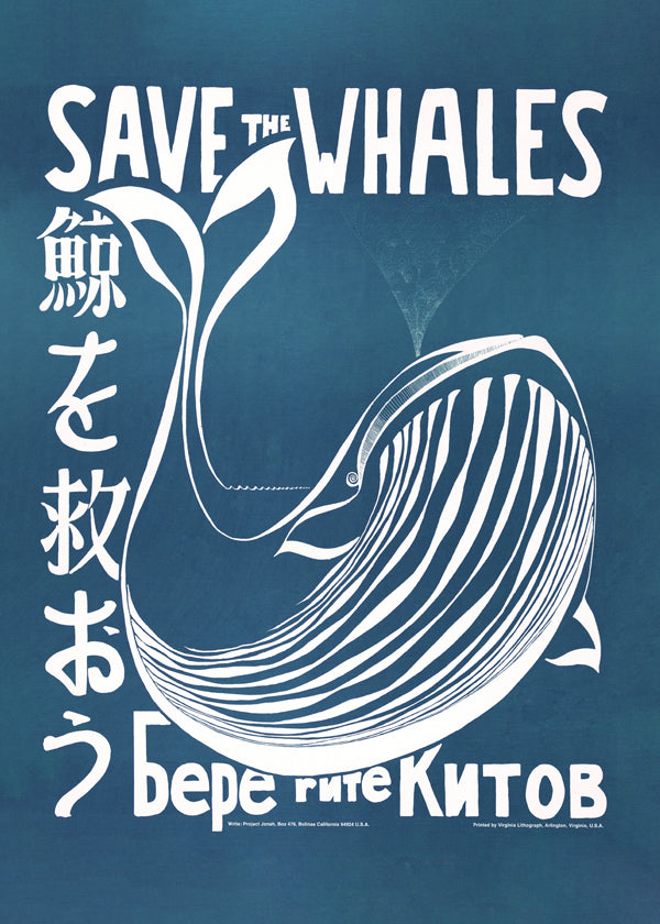 Vintage kunst walvis illustratie blauw