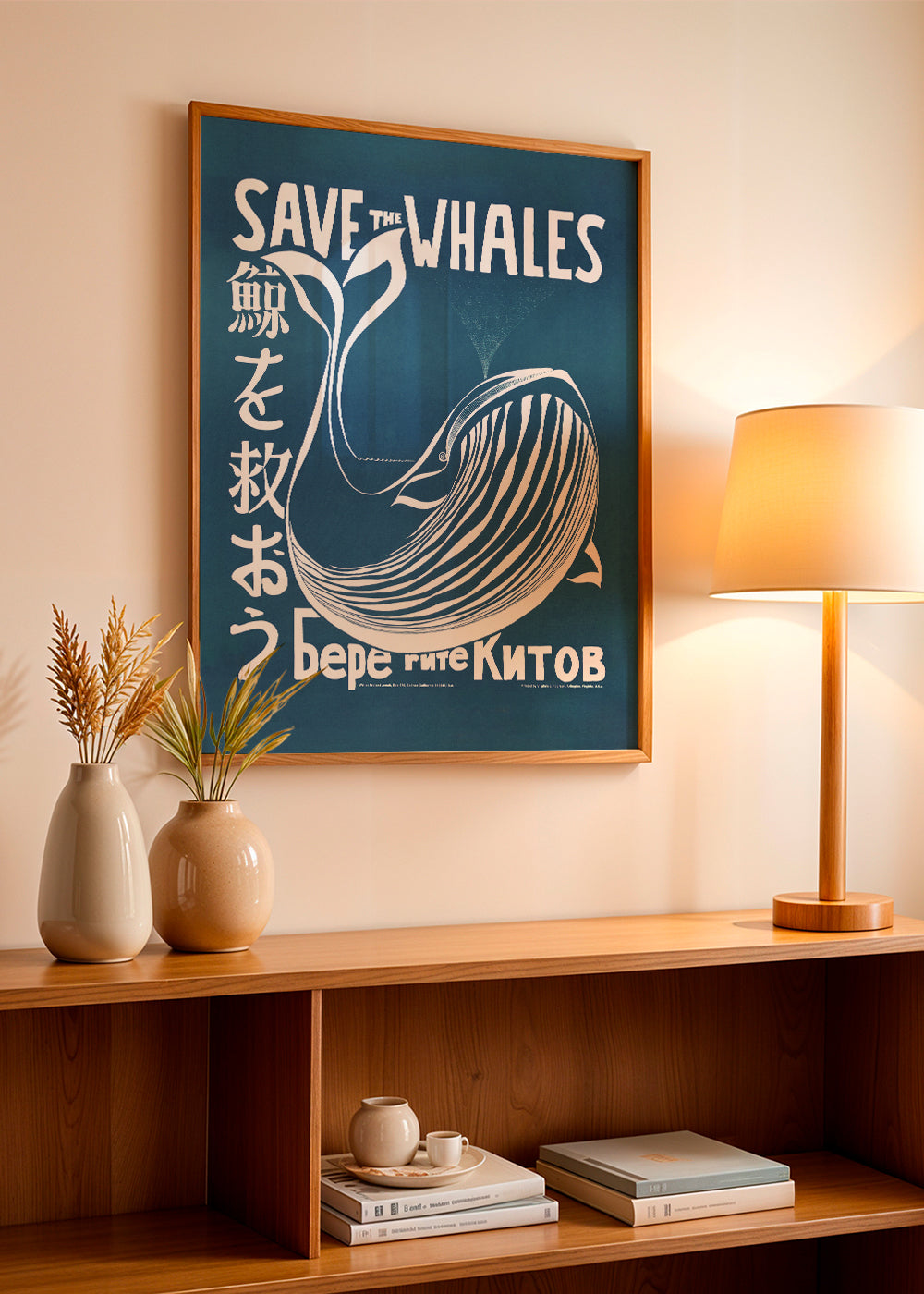 Vintage kunst walvis illustratie blauw
