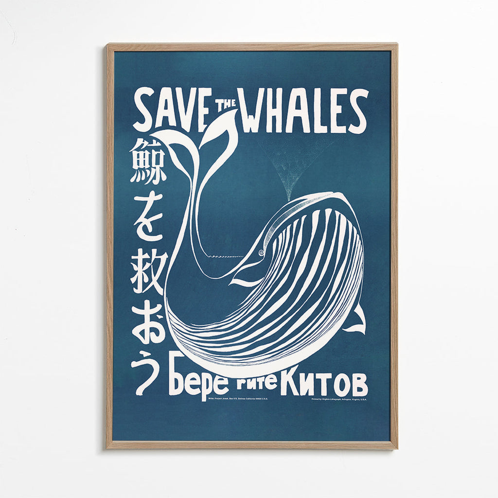 Vintage kunst walvis illustratie blauw