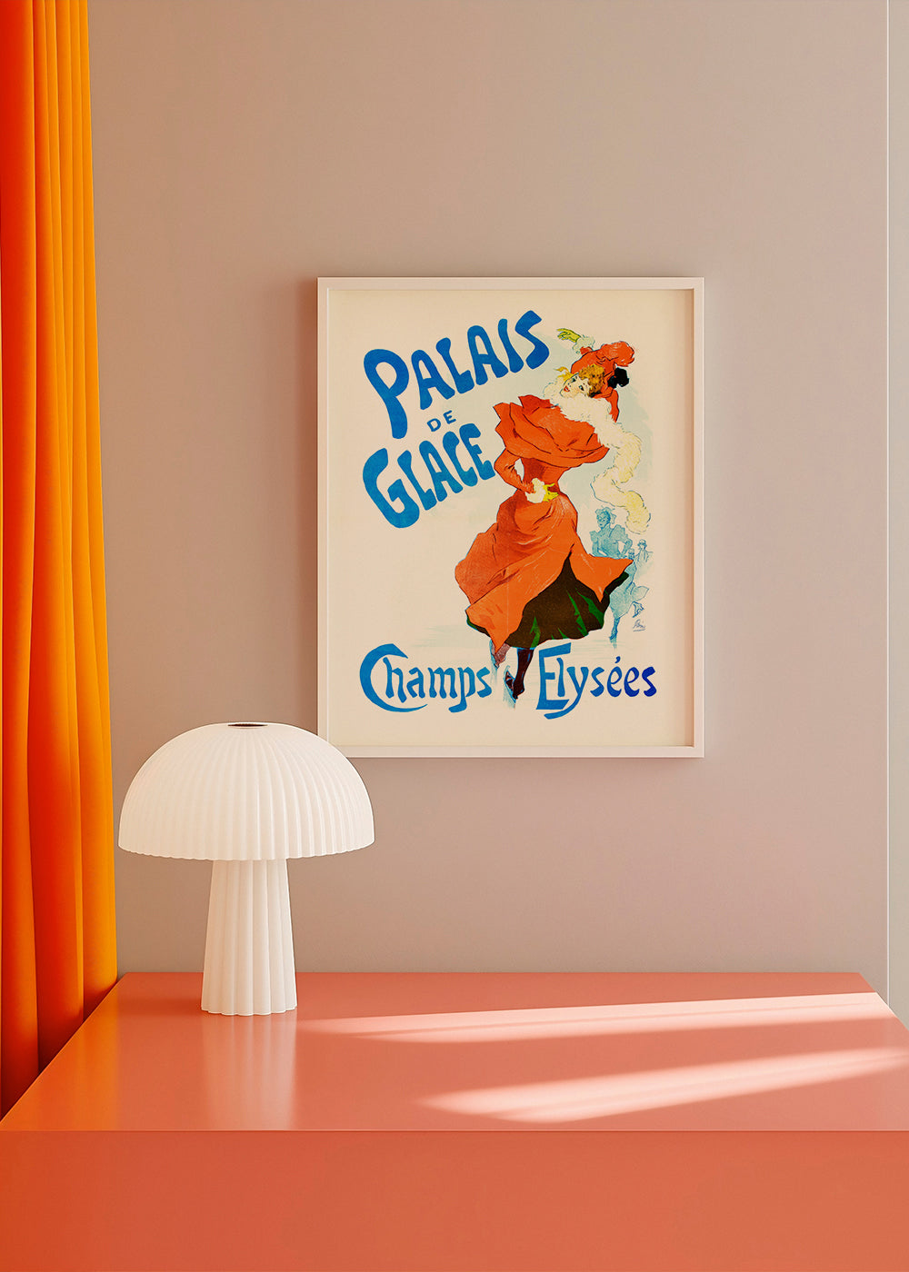 Vintage print Palais de Glace schaatsster in rood