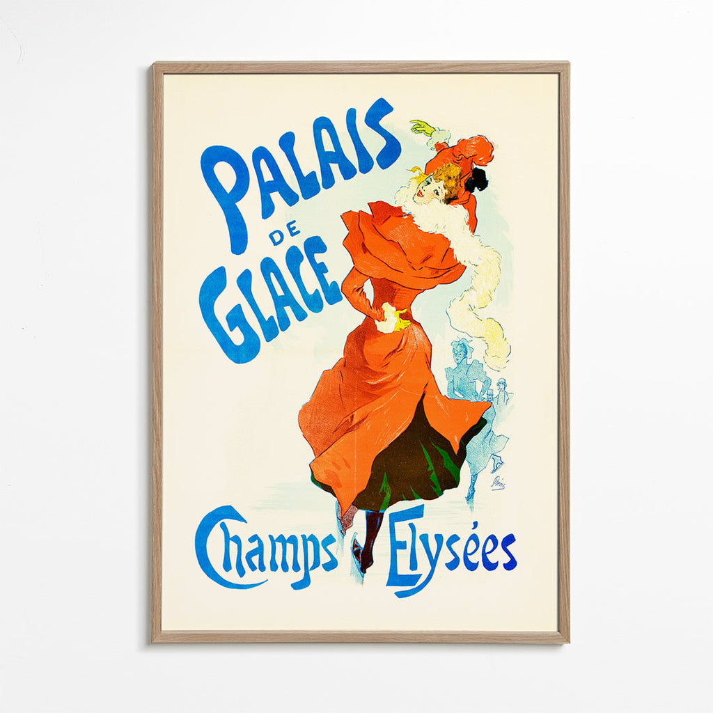 Vintage print Palais de Glace schaatsster in rood
