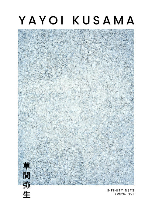 Minimalistisch poster met blauwe stippenstructuur
