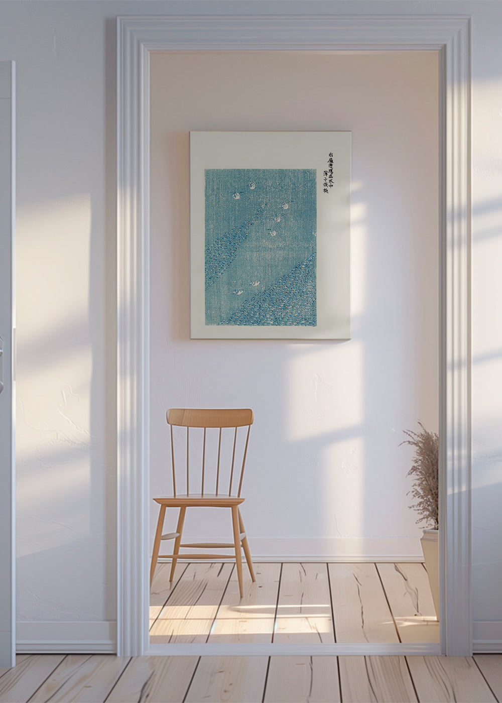 Japanse blauwe vogels, decoratieve print