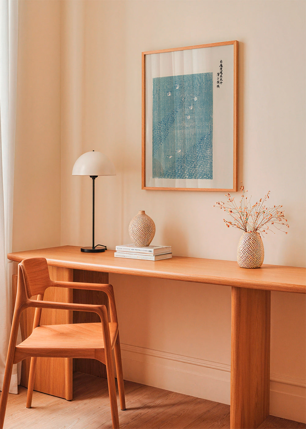 Japanse blauwe vogels, decoratieve print