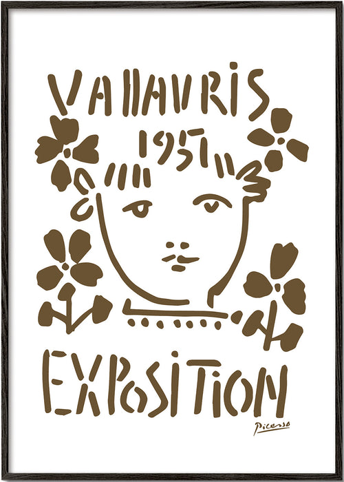 Vintage poster Vallauris 1951 gezicht en bloemen