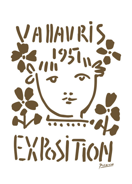 Vintage poster Vallauris 1951 gezicht en bloemen