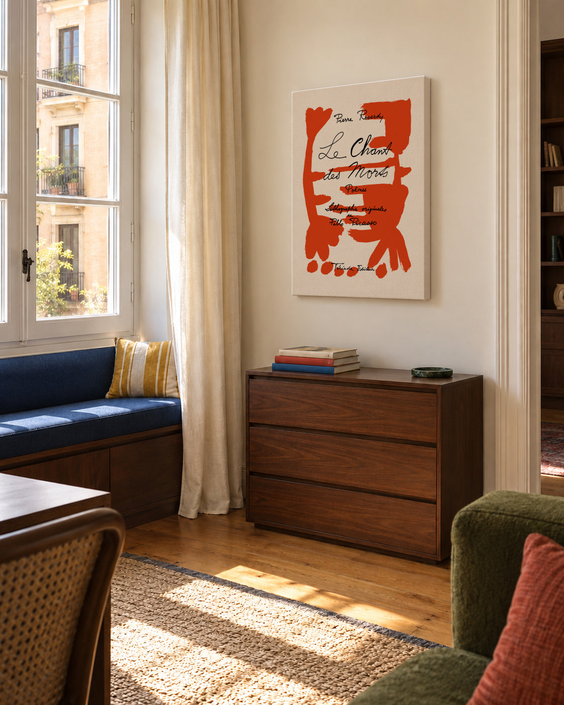 Picasso Le Chant des Morts Gallery Exhibition Poster - Unframed canvas in an interior